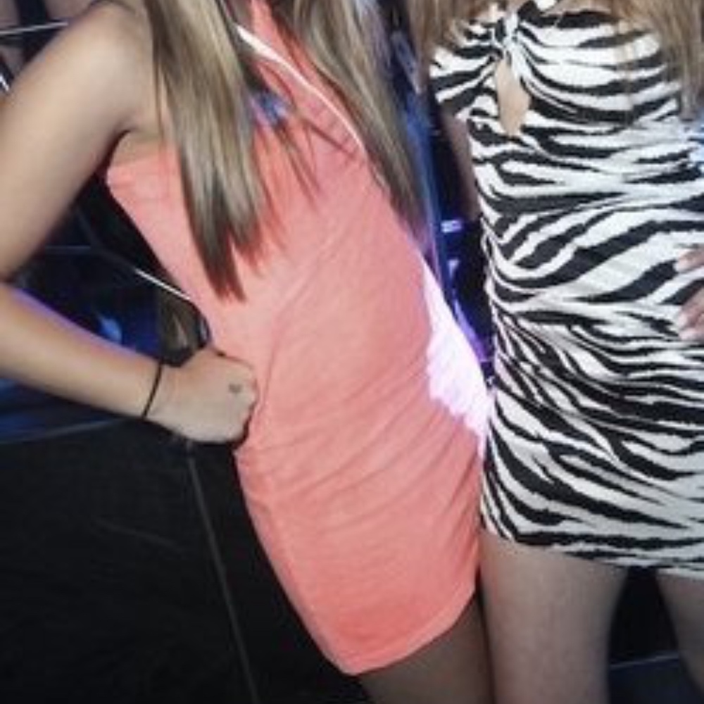 Elizabeth and James one shoulder neon orange dress